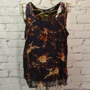 a.n.a. Sleeveless Layered Blue Floral Print Tunic, NWOT
